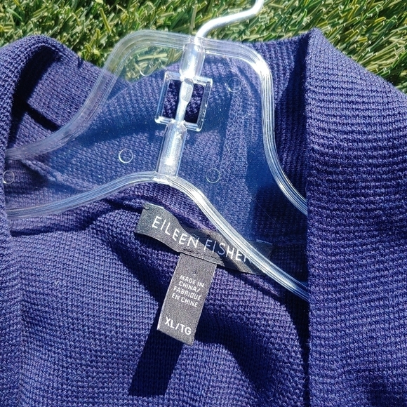 Eileen Fisher | Blue Silk Blend Cardigan Vest - Picture 3 of 5